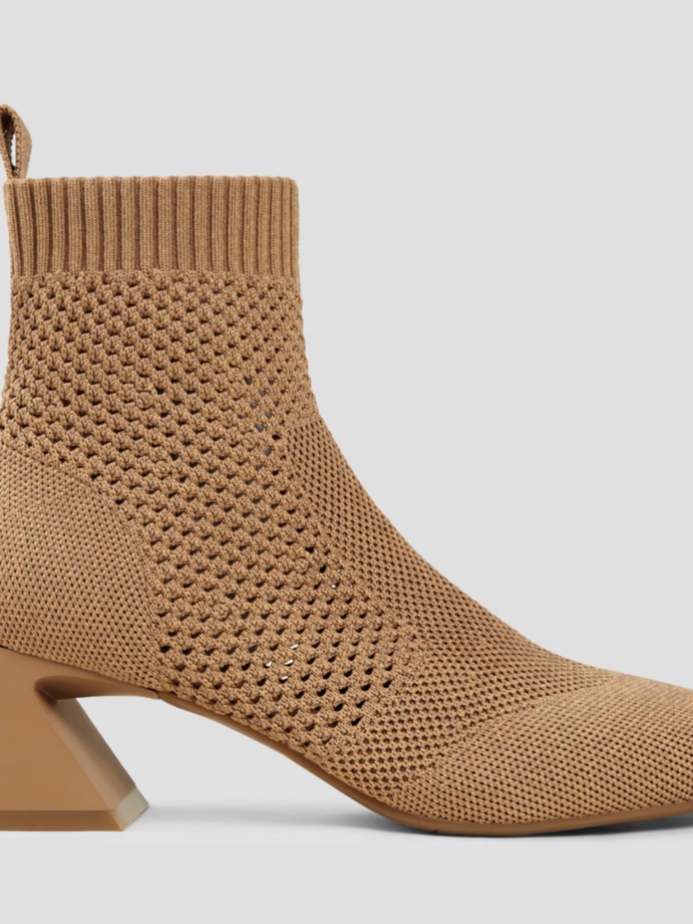 Vivaia Square-Toe Perforated Heeled Boots (Melissa). Size 10. Color: Nutmeg